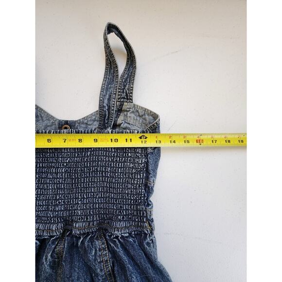 Japan Dress Womens Small Blue Cotton Denim Micro Mini Sweatheart Neckline Y2K - Picture 4 of 10